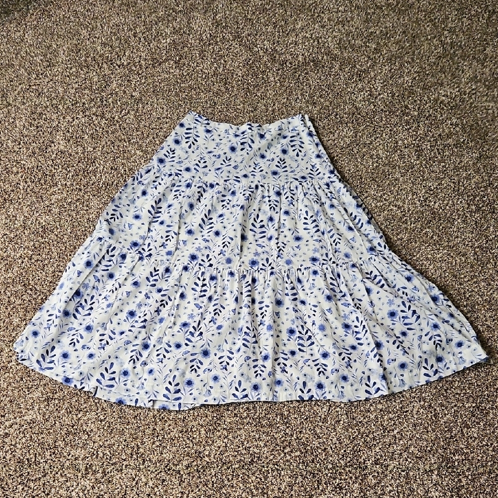 GAP Blue and White Floral Midi Skirt